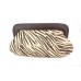 Evening Bag - Pleated Zebra Print w/ Leather Like Frame - Brown - BG-92089BR